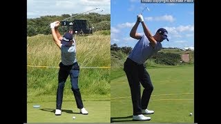 Justin Thomas golf swing  Long Iron faceon amp downtheline July 2017 [upl. by Balsam905]