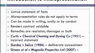 Misrepresentation Lecture 1 of 4 [upl. by Mandler]